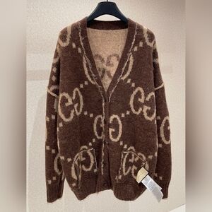 GUCCI Reversible GG Brown Mohair Cardigan